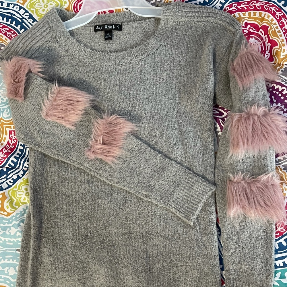 gray/pink sweater, size medium, never worn